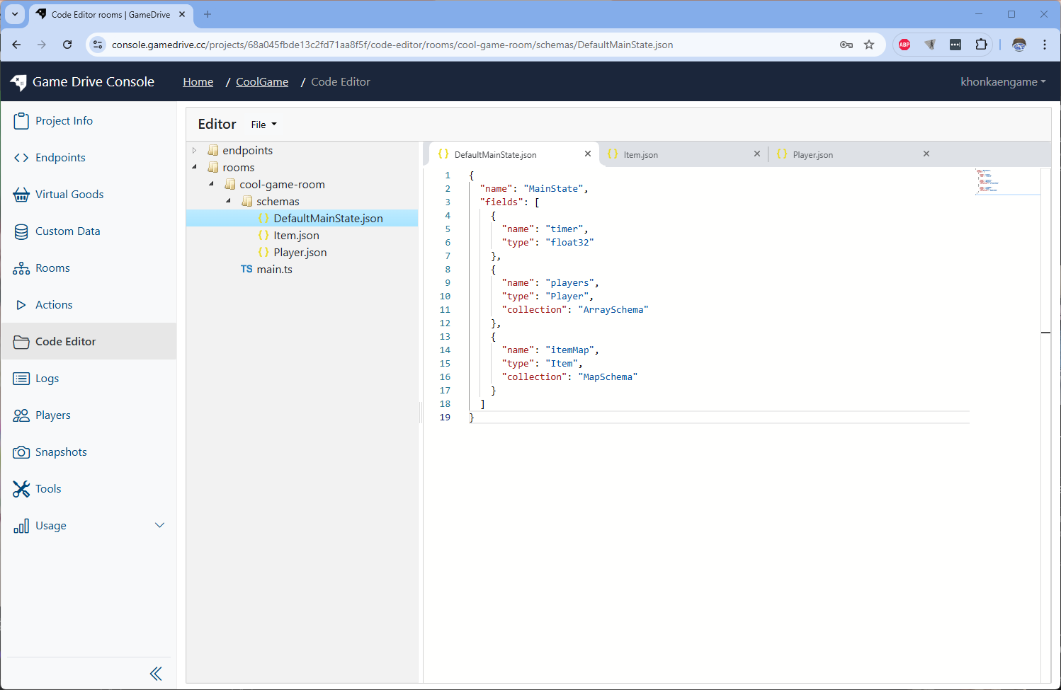 States on Code Editor