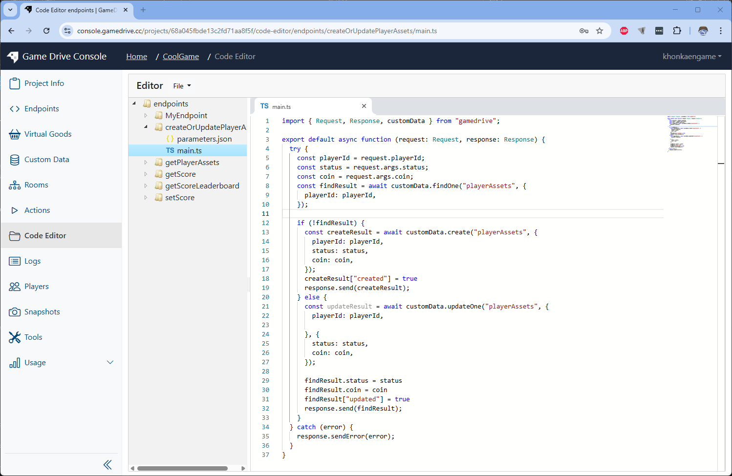 edit endpoint code to test