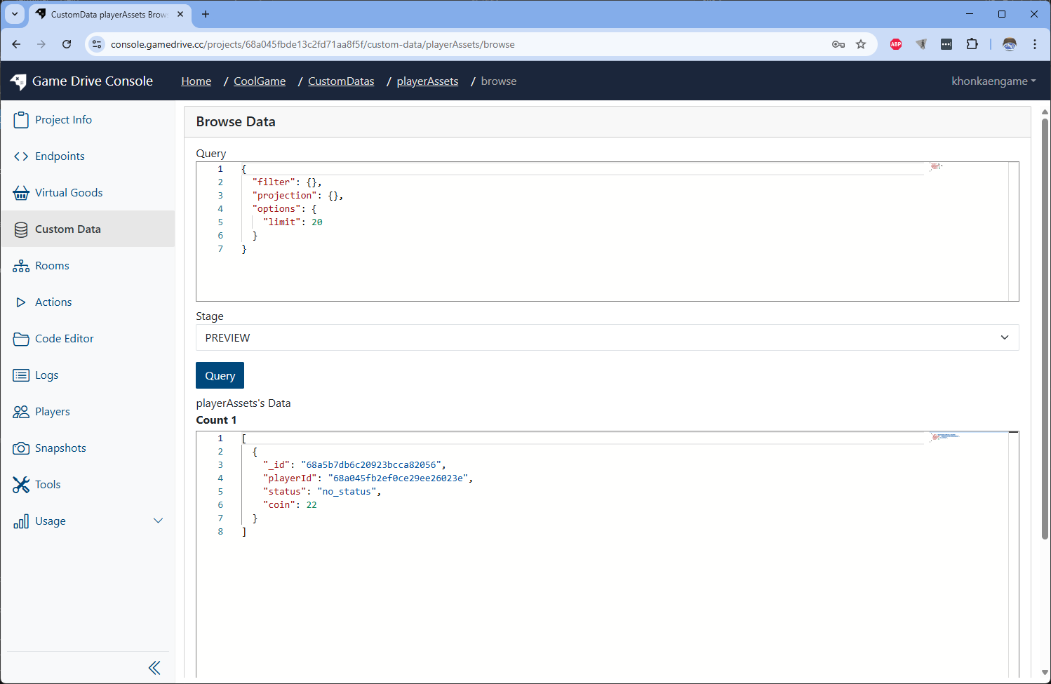 click browse to see data